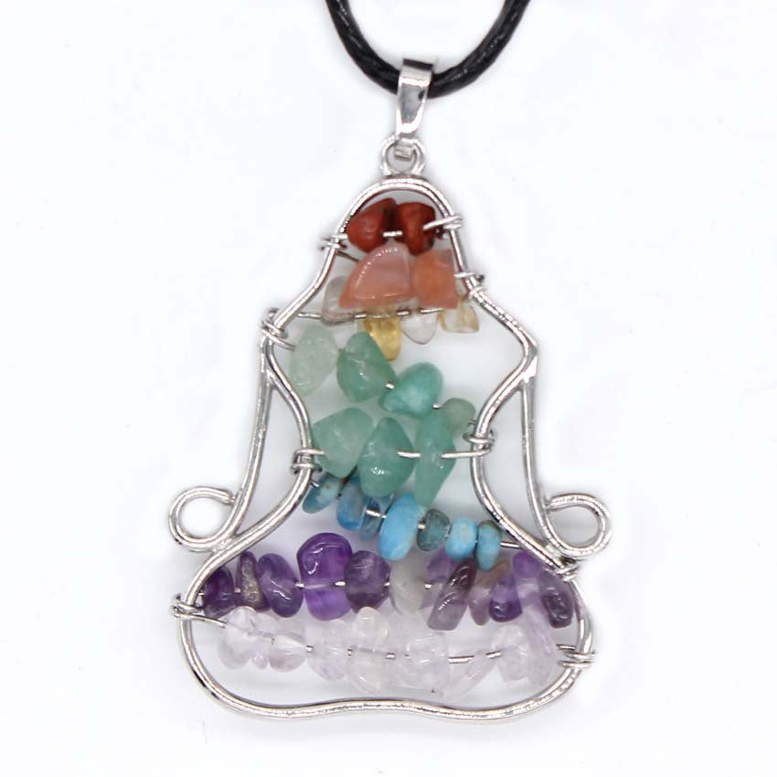 Collier avec pendentif en cristal de chakra Olivenorma , collier de méditation et de yoga enveloppé de fil