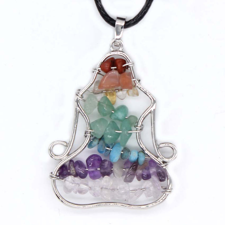 Collier avec pendentif en cristal de chakra Olivenorma , collier de méditation et de yoga enveloppé de fil