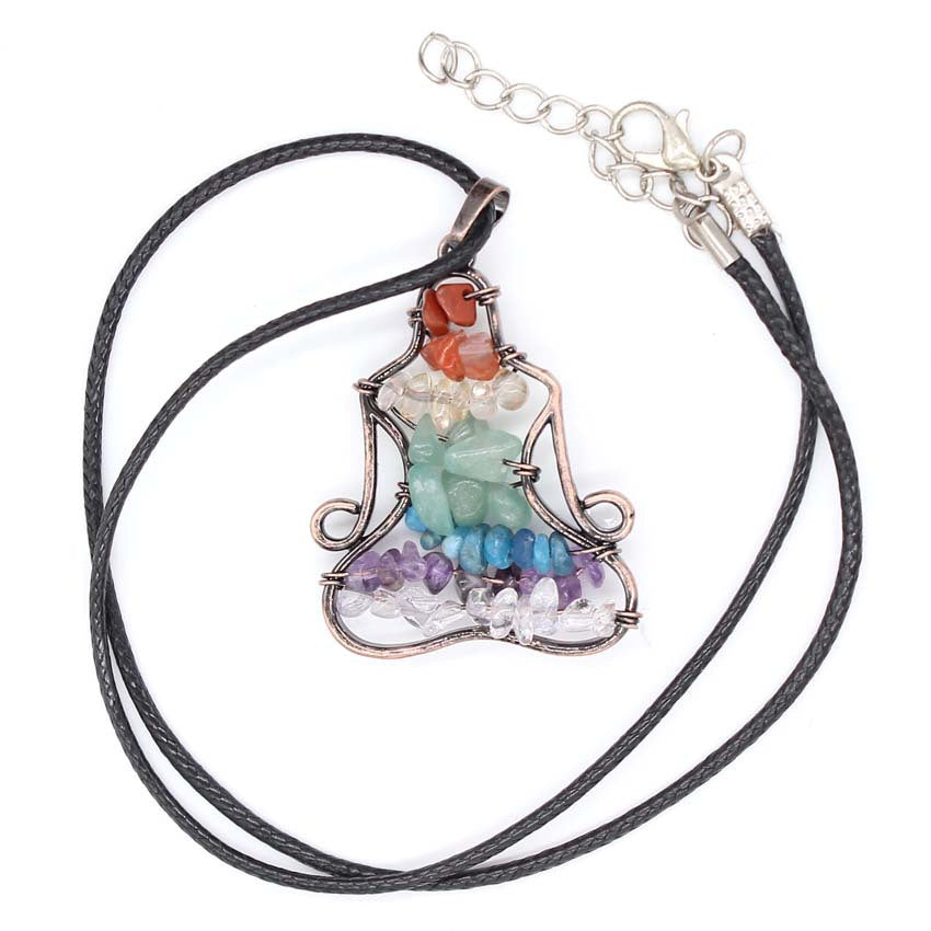 Collier avec pendentif en cristal de chakra Olivenorma , collier de méditation et de yoga enveloppé de fil