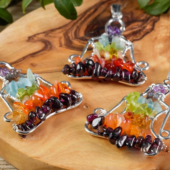 Collier avec pendentif en cristal de chakra Olivenorma , collier de méditation et de yoga enveloppé de fil