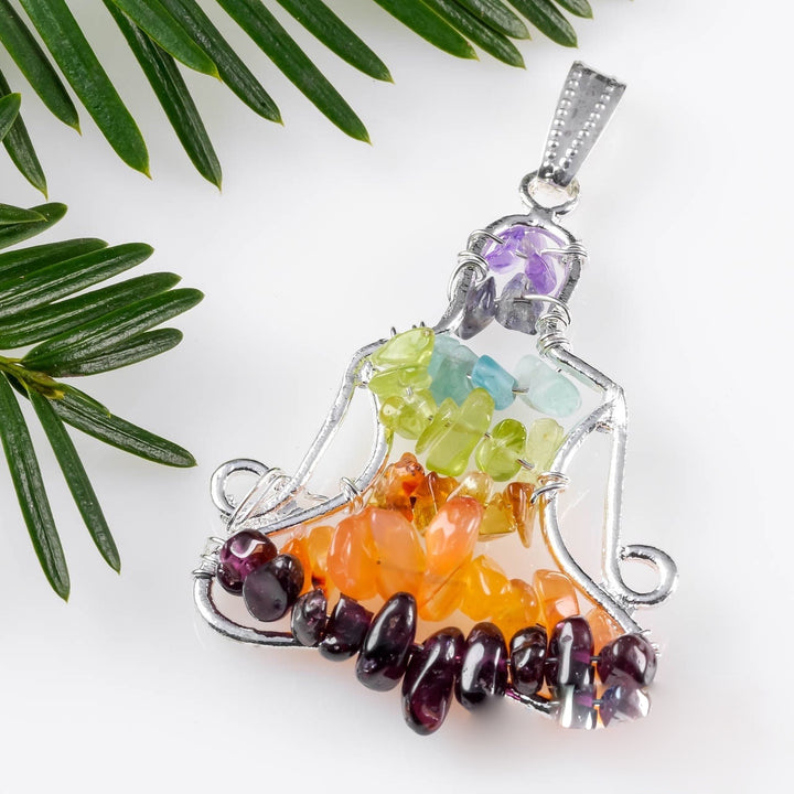 Collier avec pendentif en cristal de chakra Olivenorma , collier de méditation et de yoga enveloppé de fil