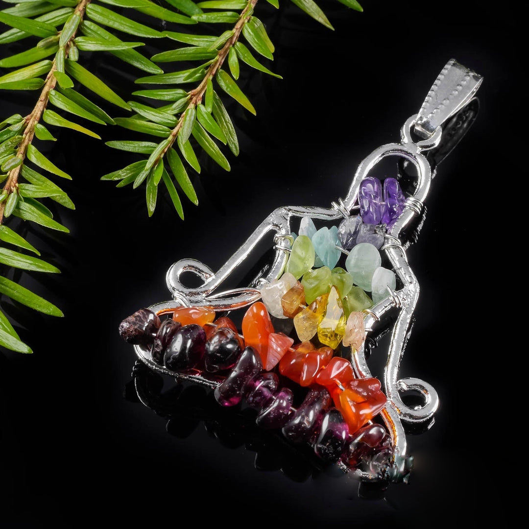 Collier avec pendentif en cristal de chakra Olivenorma , collier de méditation et de yoga enveloppé de fil