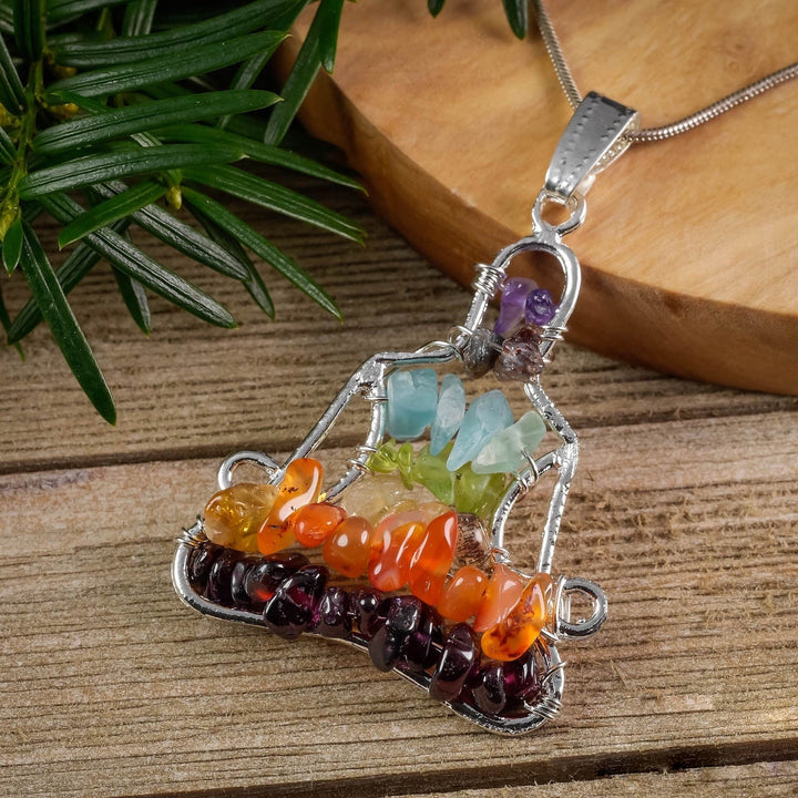 Collier avec pendentif en cristal de chakra Olivenorma , collier de méditation et de yoga enveloppé de fil
