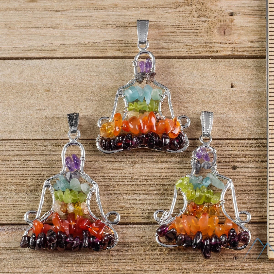 Collier avec pendentif en cristal de chakra Olivenorma , collier de méditation et de yoga enveloppé de fil