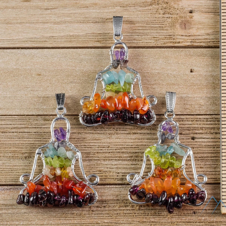 Collier avec pendentif en cristal de chakra Olivenorma , collier de méditation et de yoga enveloppé de fil