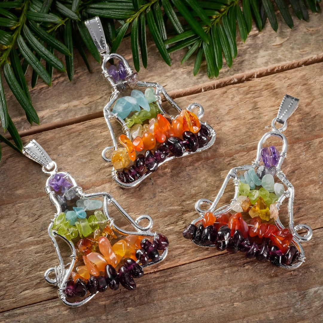 Collier avec pendentif en cristal de chakra Olivenorma , collier de méditation et de yoga enveloppé de fil