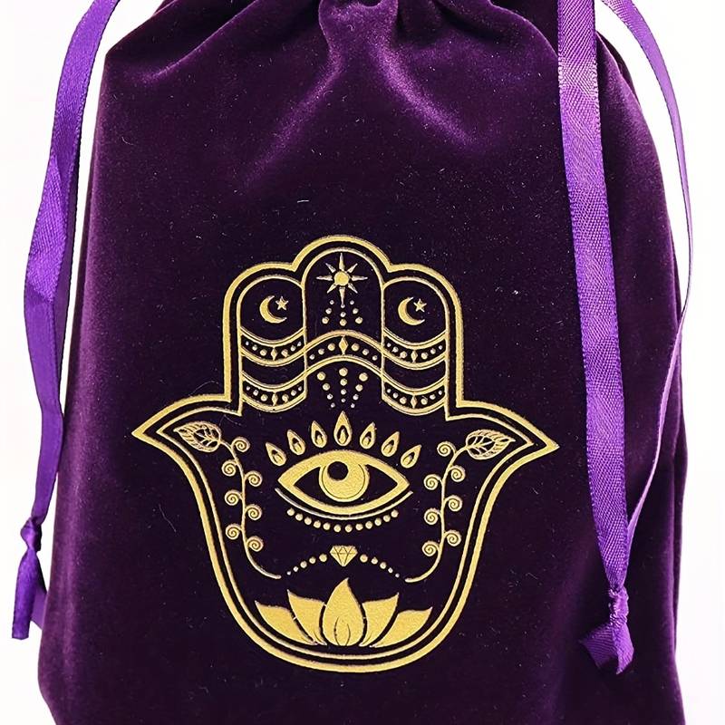 Pochette à bijoux en velours avec motif main de Fatima d' Olivenorma