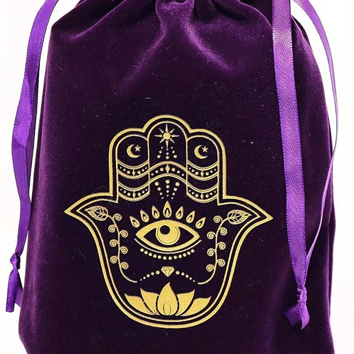 Pochette à bijoux en velours avec motif main de Fatima d' Olivenorma