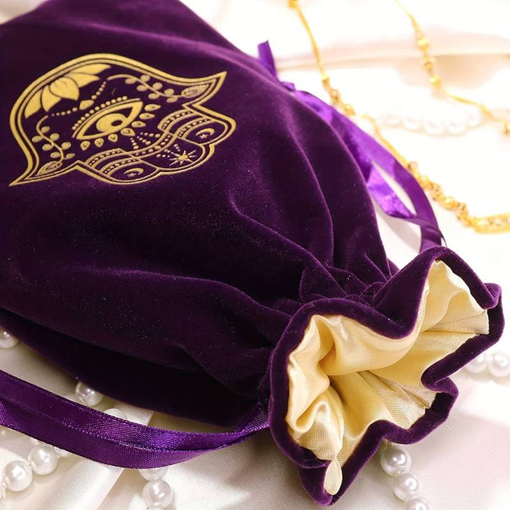 Pochette à bijoux en velours avec motif main de Fatima d' Olivenorma