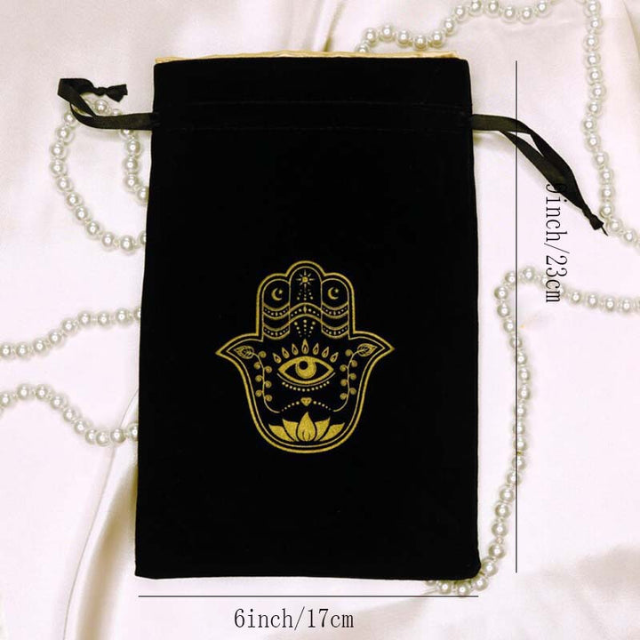 Pochette à bijoux en velours avec motif main de Fatima d' Olivenorma