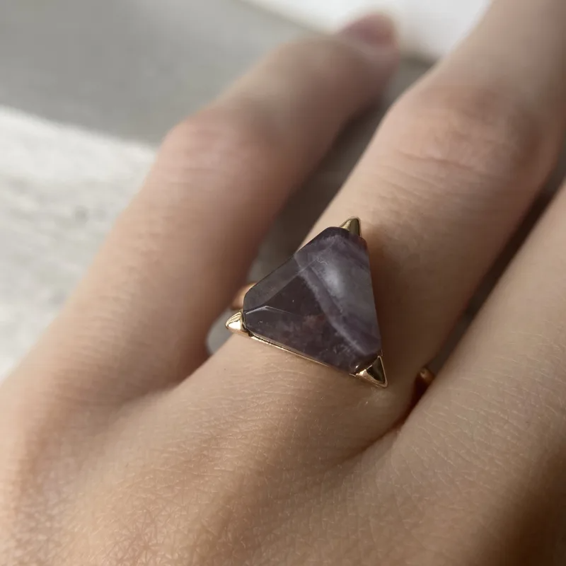 Bague Améthyste Aventurine Verte Triangle Olivenorma