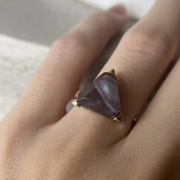 Bague Améthyste Aventurine Verte Triangle Olivenorma