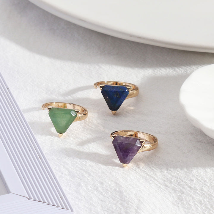 Bague Améthyste Aventurine Verte Triangle Olivenorma