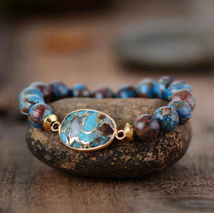 Bracelet de guérison en pierres précieuses turquoises naturelles Olivenorma
