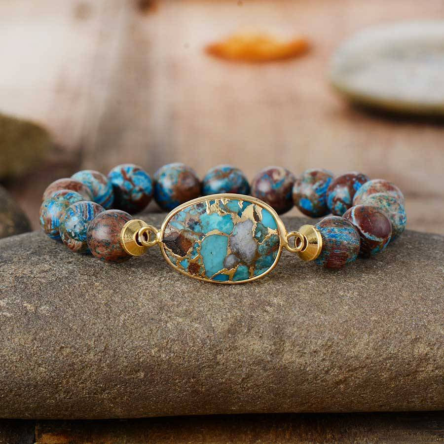 Bracelet de guérison en pierres précieuses turquoises naturelles Olivenorma