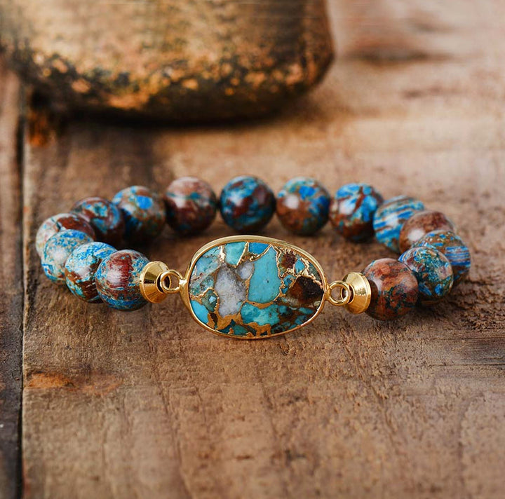 Bracelet de guérison en pierres précieuses turquoises naturelles Olivenorma