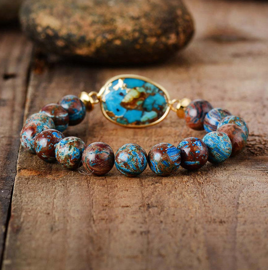 Bracelet de guérison en pierres précieuses turquoises naturelles Olivenorma