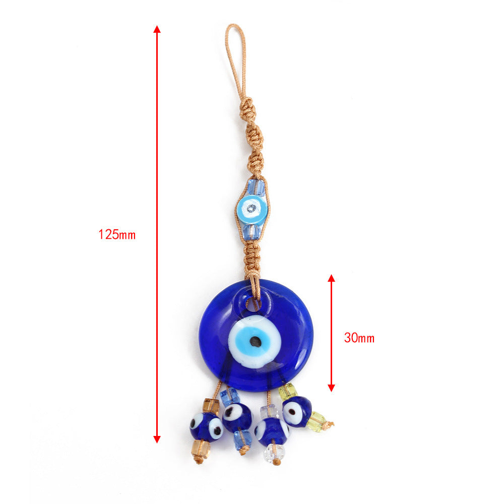 décoratif en verre bleu contre le mauvais œil pour voiture Olive Pendentifnorma
