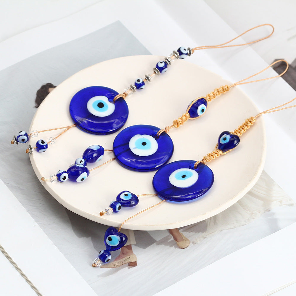décoratif en verre bleu contre le mauvais œil pour voiture Olive Pendentifnorma