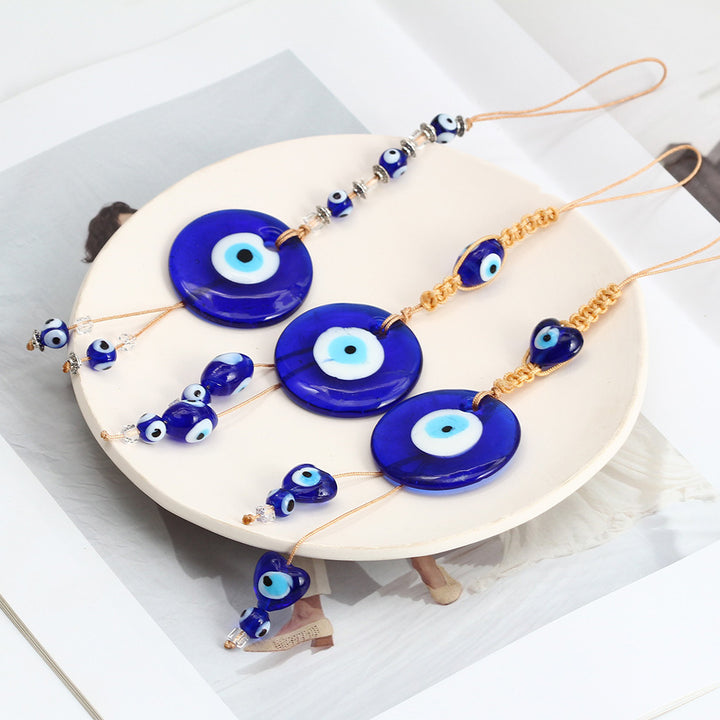 décoratif en verre bleu contre le mauvais œil pour voiture Olive Pendentifnorma