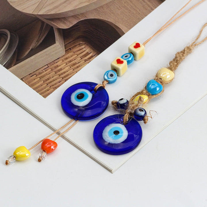 décoratif en verre bleu contre le mauvais œil pour voiture Olive Pendentifnorma