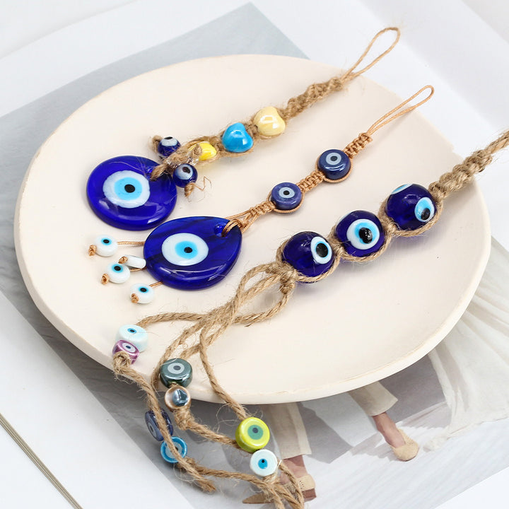 décoratif en verre bleu contre le mauvais œil pour voiture Olive Pendentifnorma