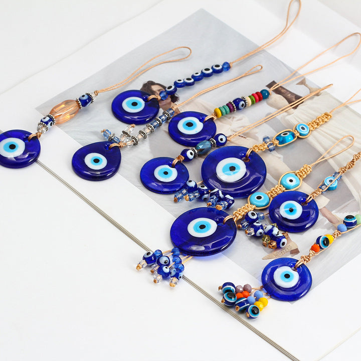 décoratif en verre bleu contre le mauvais œil pour voiture Olive Pendentifnorma
