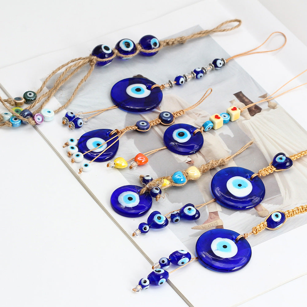 décoratif en verre bleu contre le mauvais œil pour voiture Olive Pendentifnorma