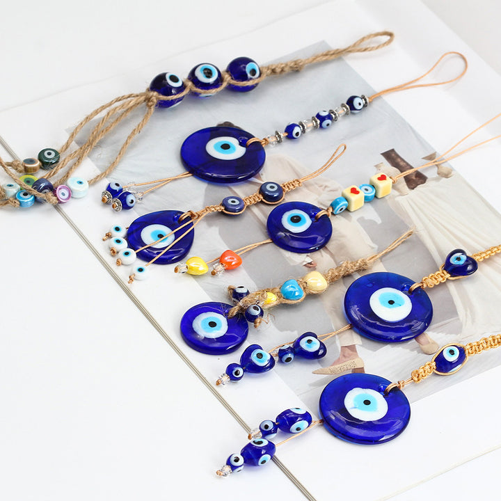 décoratif en verre bleu contre le mauvais œil pour voiture Olive Pendentifnorma