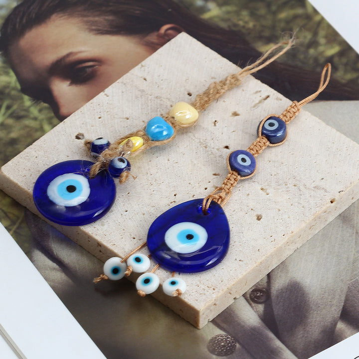 décoratif en verre bleu contre le mauvais œil pour voiture Olive Pendentifnorma