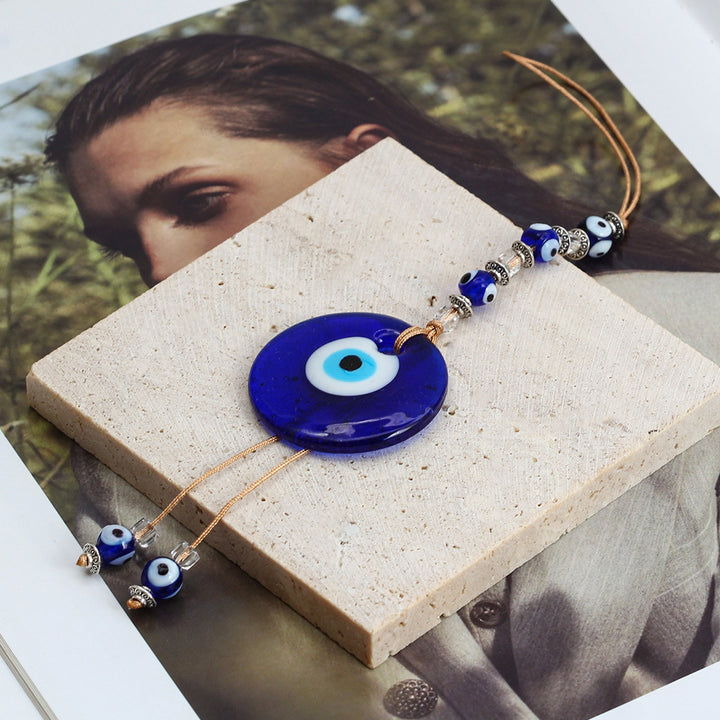 décoratif en verre bleu contre le mauvais œil pour voiture Olive Pendentifnorma