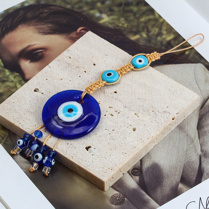décoratif en verre bleu contre le mauvais œil pour voiture Olive Pendentifnorma