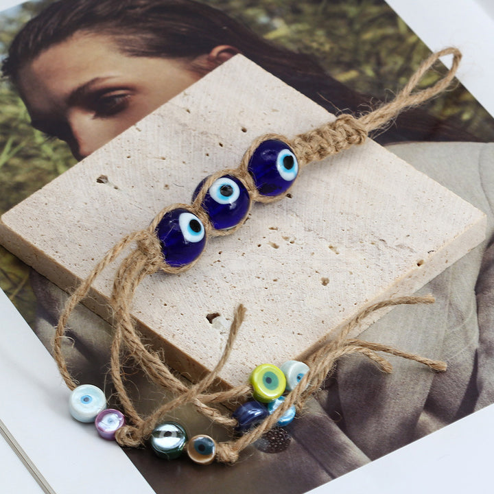 décoratif en verre bleu contre le mauvais œil pour voiture Olive Pendentifnorma