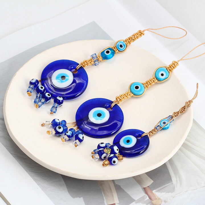 décoratif en verre bleu contre le mauvais œil pour voiture Olive Pendentifnorma