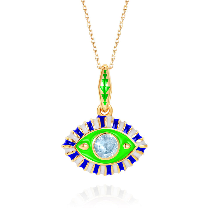 Collier en acier titane et pierre précieuse œil du diable Olivenorma 