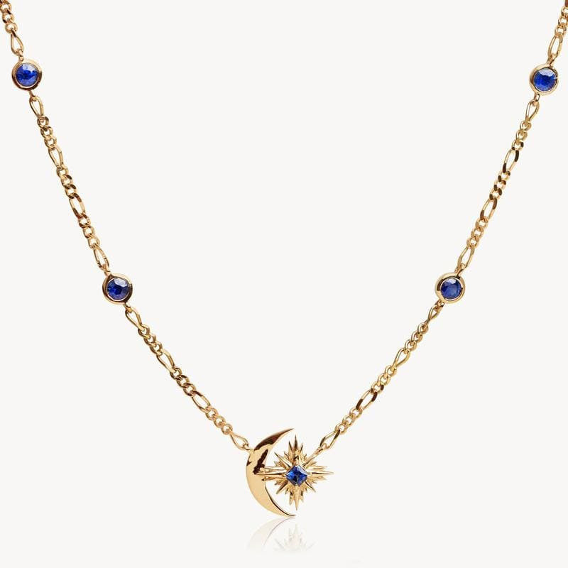 Olivenorma « Shine Inside » – Collier saphir lune et étoile 