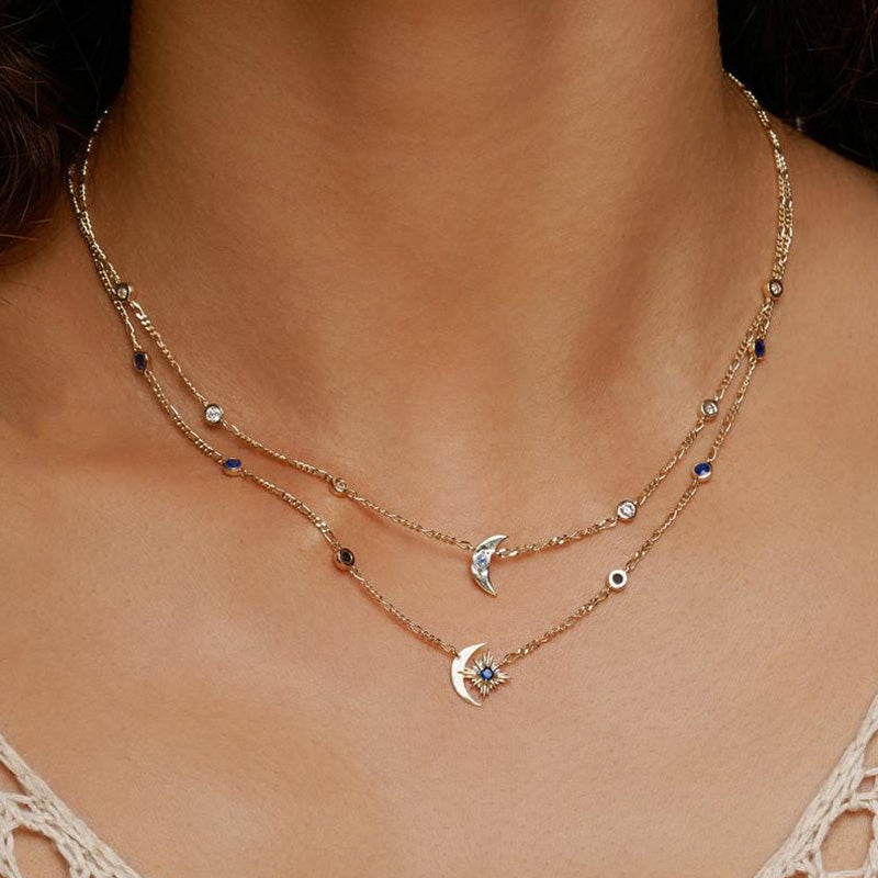 Olivenorma « Shine Inside » – Collier saphir lune et étoile 
