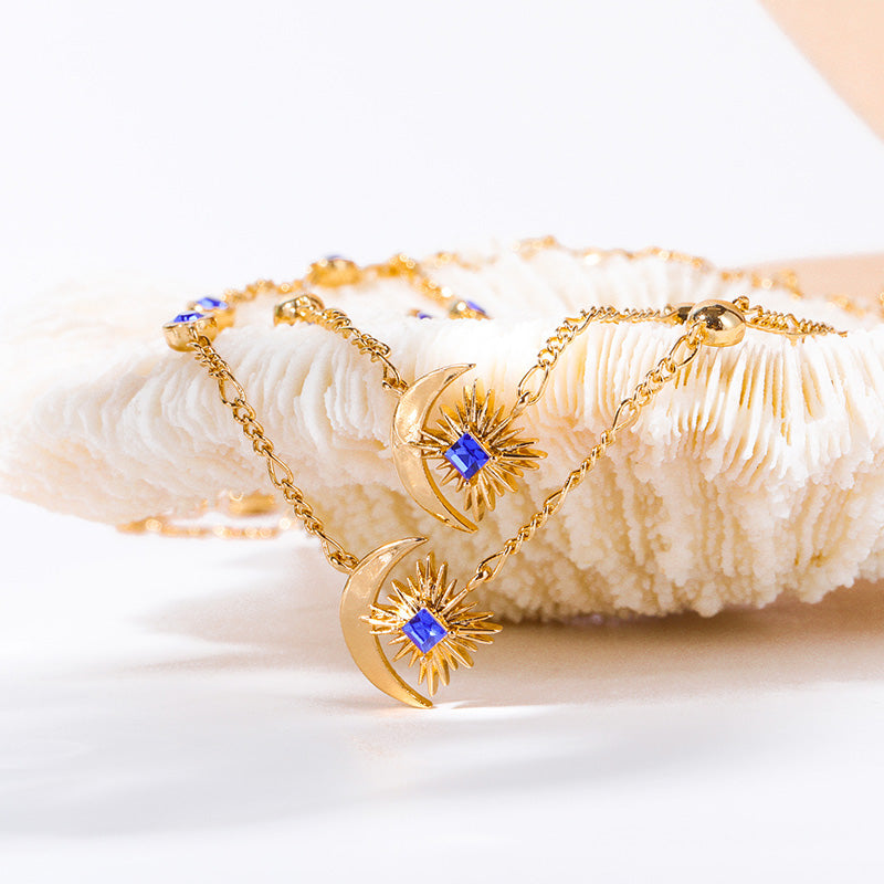 Olivenorma « Shine Inside » – Collier saphir lune et étoile 