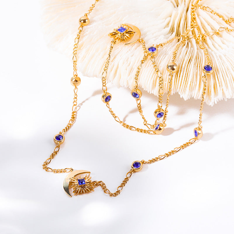 Olivenorma « Shine Inside » – Collier saphir lune et étoile 