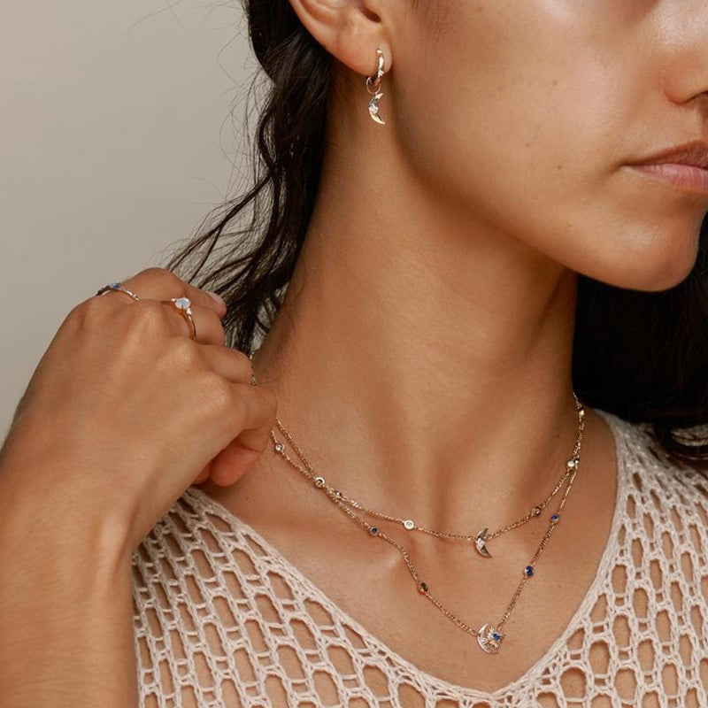 Olivenorma « Shine Inside » – Collier saphir lune et étoile 