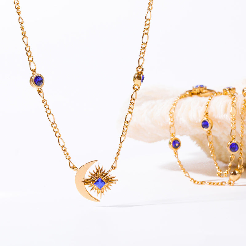 Olivenorma « Shine Inside » – Collier saphir lune et étoile 