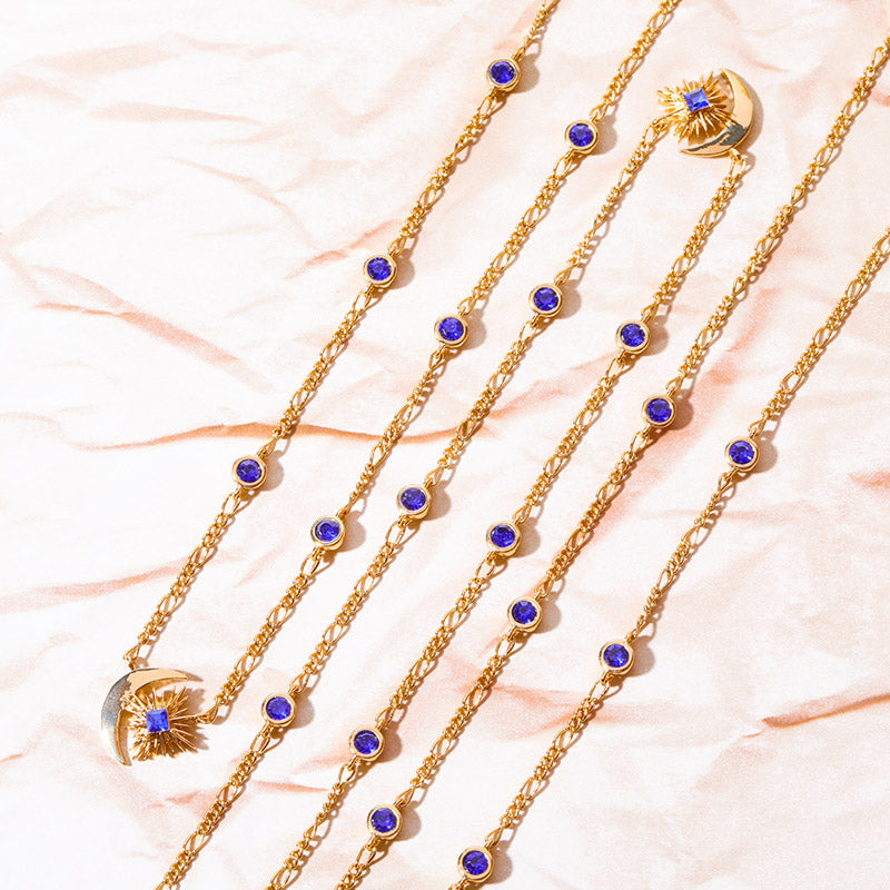 Olivenorma « Shine Inside » – Collier saphir lune et étoile 