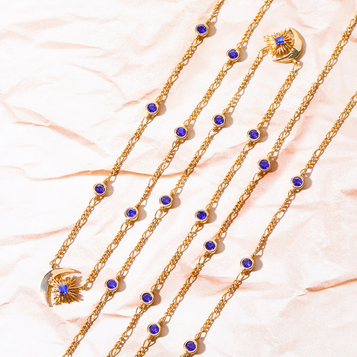 Olivenorma « Shine Inside » – Collier saphir lune et étoile 