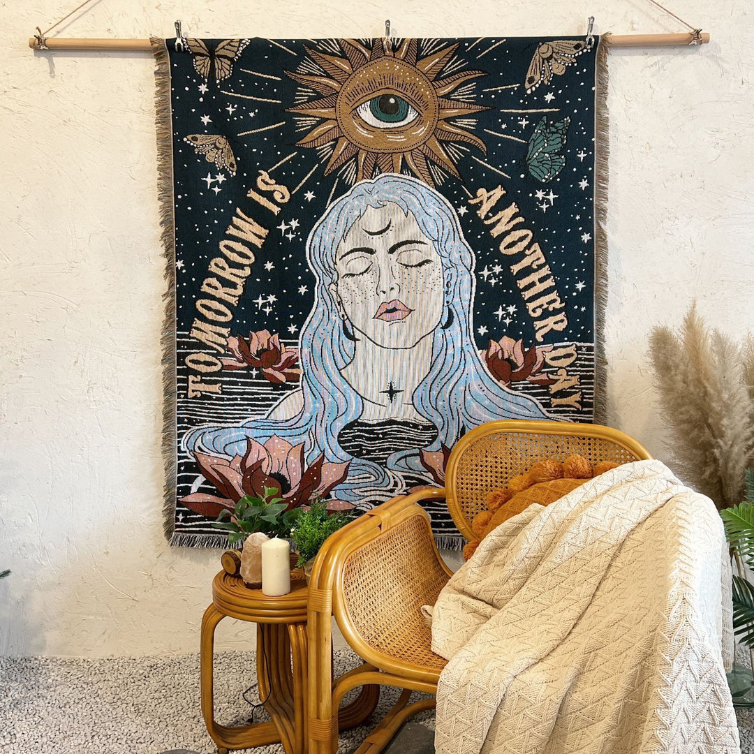 Couverture tissée à franges Olivenorma « Demain est un autre jour »