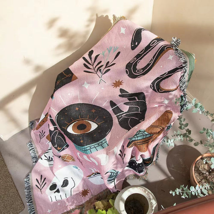 Couverture tissée rose Olivenorma Tarot Magic Eye