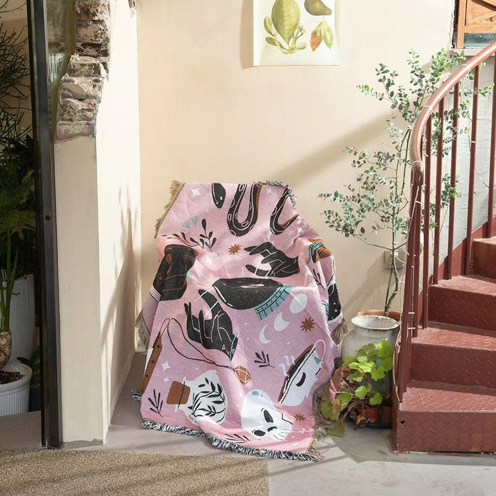 Couverture tissée rose Olivenorma Tarot Magic Eye