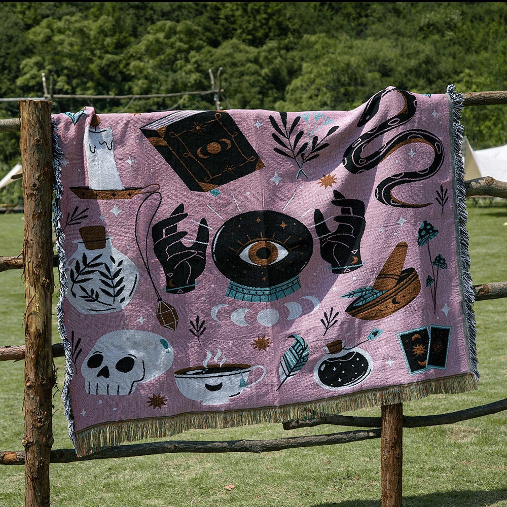 Couverture tissée rose Olivenorma Tarot Magic Eye