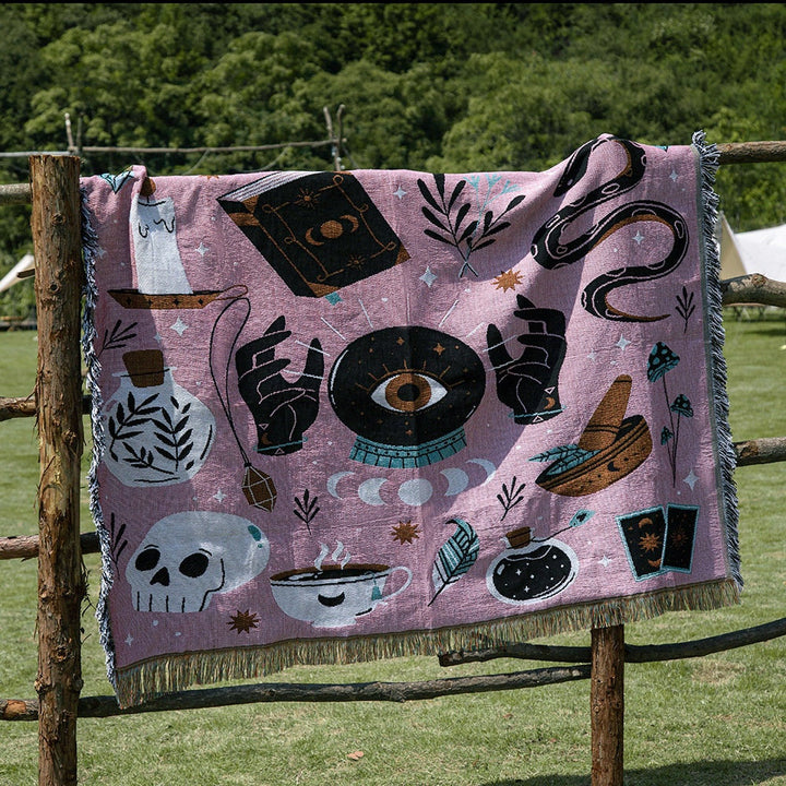 Couverture tissée rose Olivenorma Tarot Magic Eye