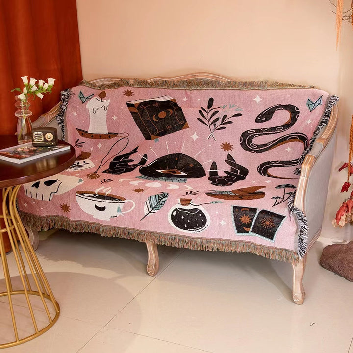Couverture tissée rose Olivenorma Tarot Magic Eye