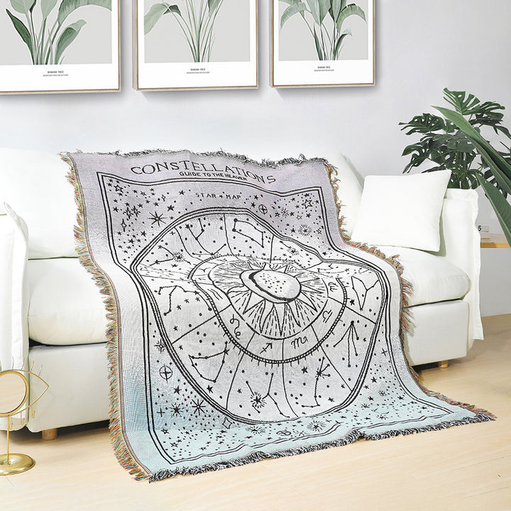 Couverture tissée dégradée constellation du zodiaque Olivenorma